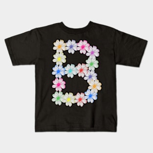 Letter B, flower, cosmos flowers, floral, nature Kids T-Shirt